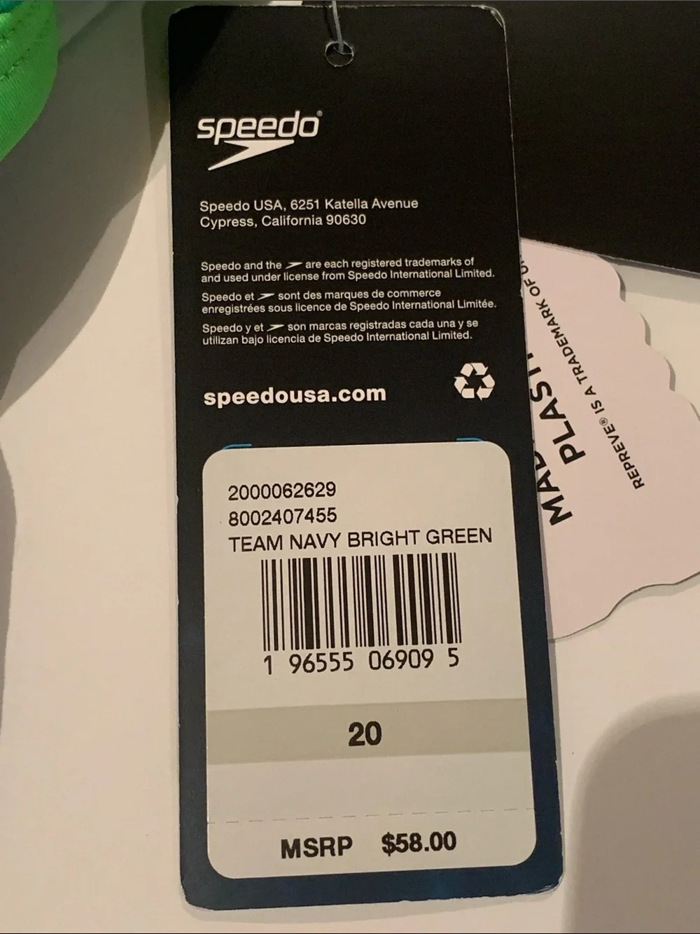 Speedo Navy and Bright Green Girls' One-Piece Swimsuit Size 20 NWT